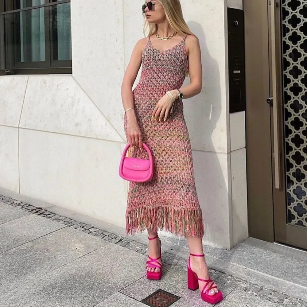 Zara Knit Fringe Dress New - Picture 5 of 6